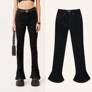 SMFK High Rise Compass Classic Horseshoe Flared Fairy Grunge Jeans Black